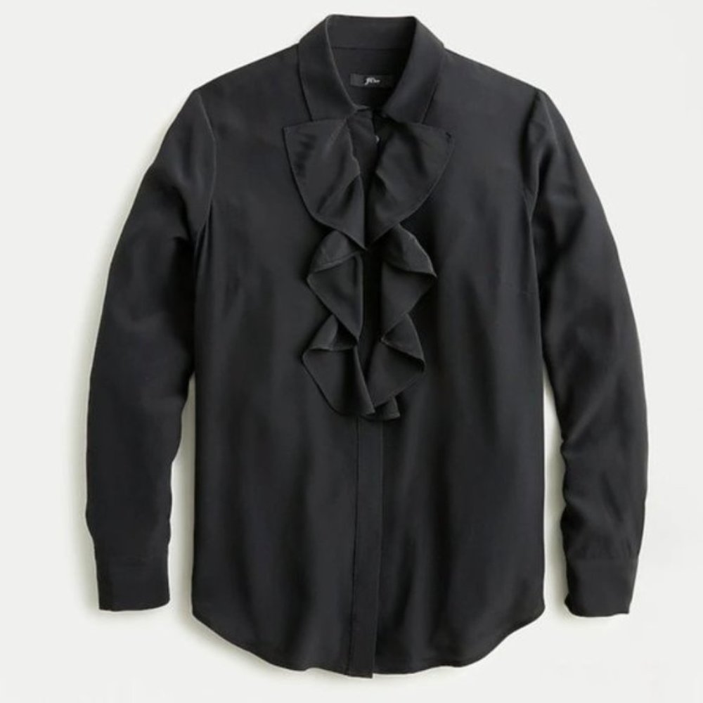 ⚡️NWT J CREW COLLECTION ruffle-front silk blouse 6 SMALL